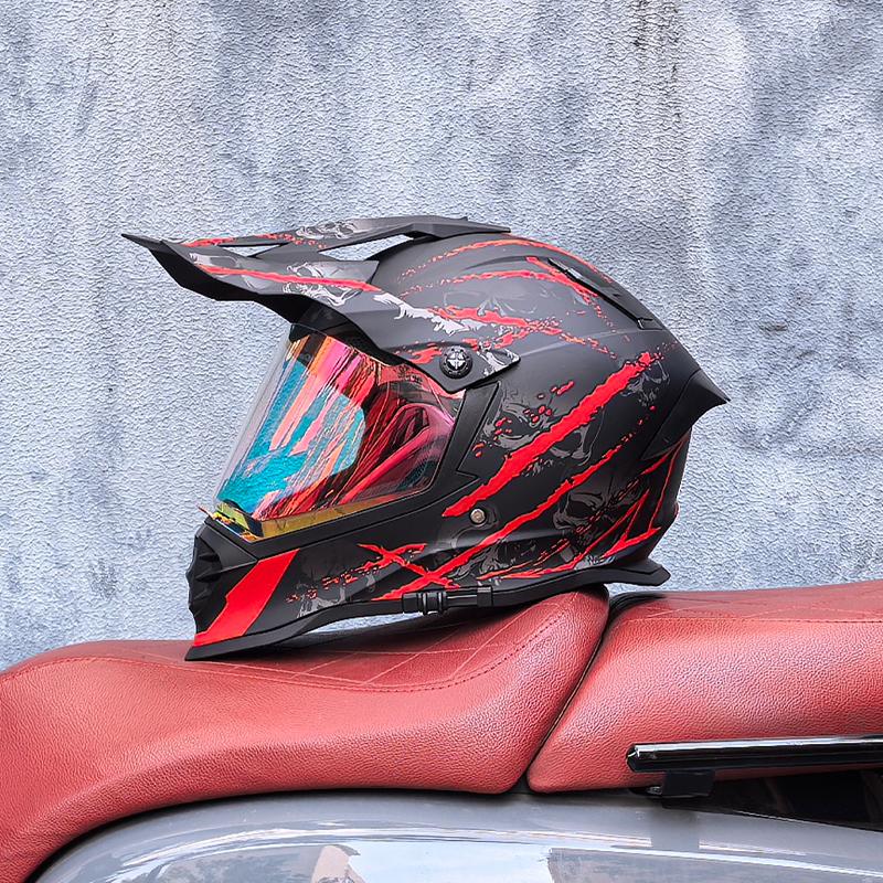 LVS Adult motocross helmet full face cross helmet with 800 off road helmets dot authentication dual lens matching