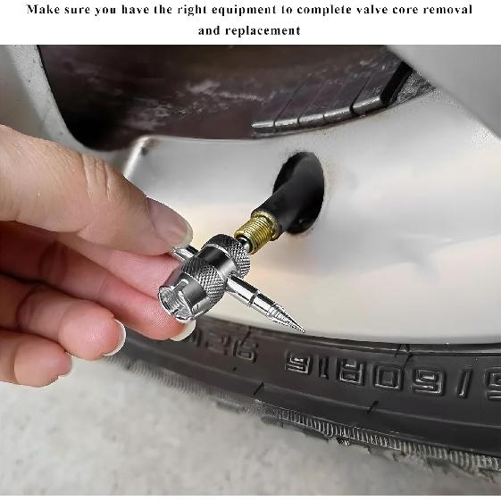 4-Way Tire Valve Tool, 4-in-1 Automobile Valve Core Remover Installer Tire Stem Puller, 4 Way Multifunctional Tyre Stem Core Wrench Repair Tool for