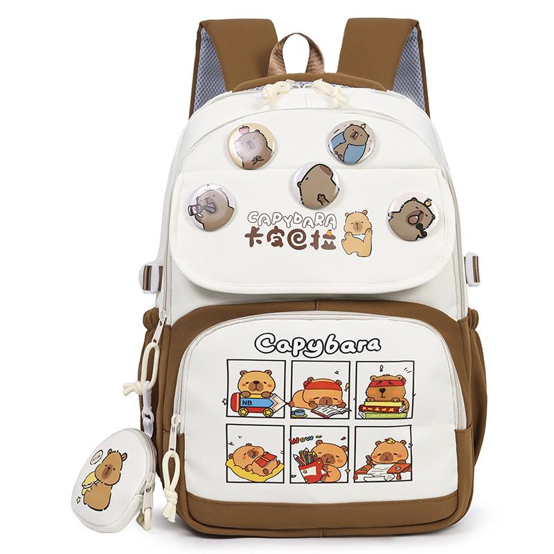 School Bag Kapibara New Student Cartoon Primary and Secondary School Students Boys and Girls Mobile Phone Backpack Cute Large Capacity