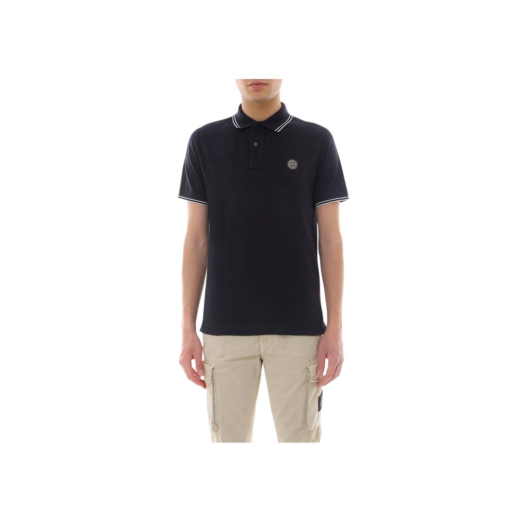 Stone Island Compass Patch Logo Polo Shirt Navy Blue Men Tops 80152SC18-A0020