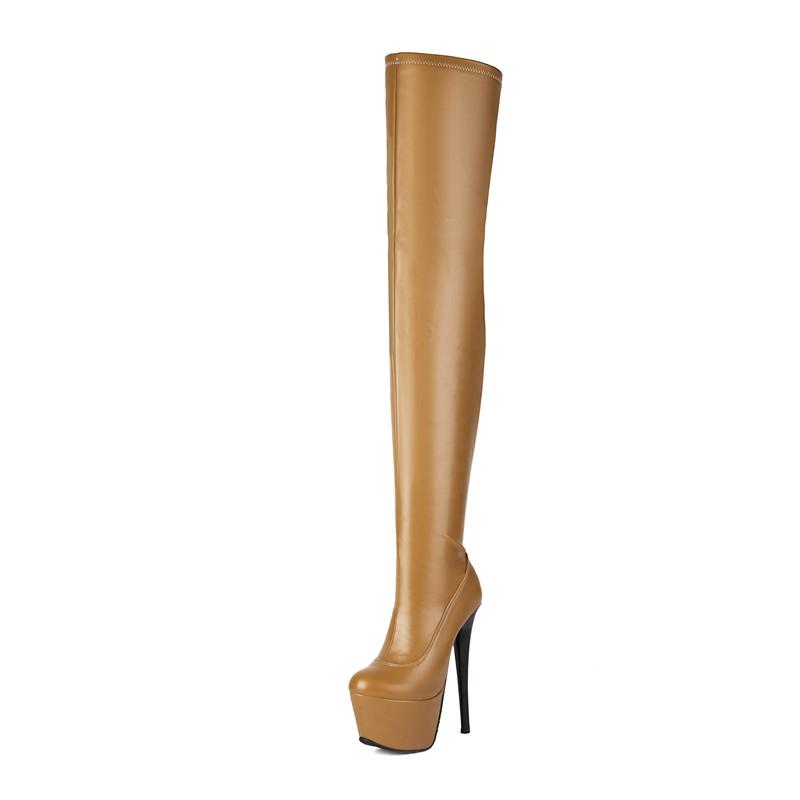 

Women s high-heeled boots autumn and winter sexy European and American style waterproof table fine-heeled large-size knee boots 46