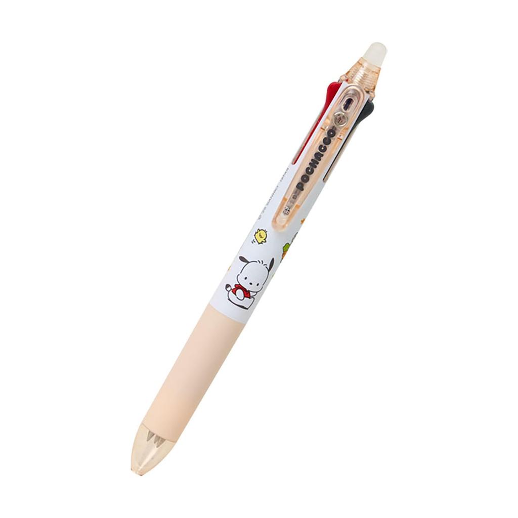 Sanrio FriXion Ball 3 Slim Pochacco Ball Ink 928011 Pen, Polycarbonate, Diameter 0.38mm, Colors Black, Red, Blue, Knock-Type,