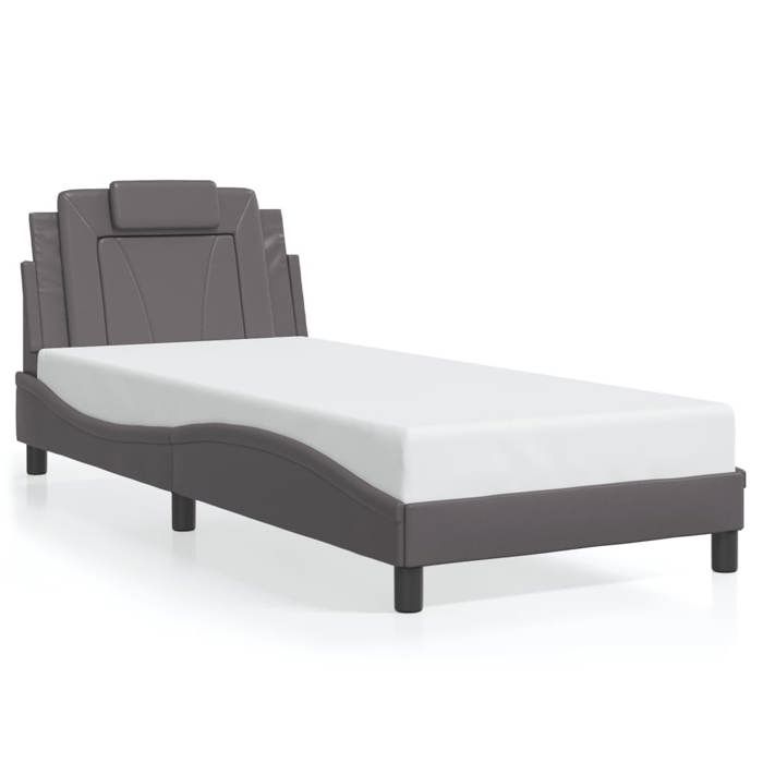 VidaXL Cadre de Lit Viana sans Matelas, Lit Rembourré avec Coussin, Lit Simple, Lit Adulte Chambre, Moderne, Gris 90x190 cm 3208064