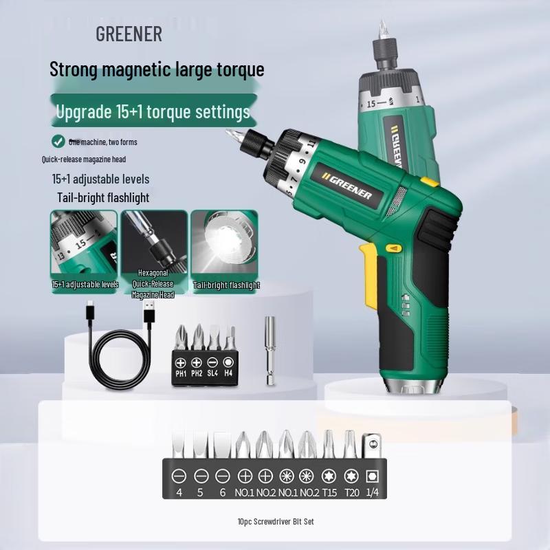 Green Forest Rechargeable Electric Screwdriver Set CN Plug (adapter Included)