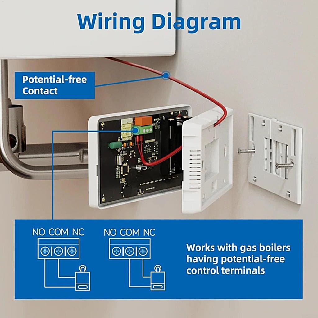 Smart Battery Powered Thermostat for Gas Boiler Heating/Cooling Temperature for Home APP Voice Control Wifi Actuator Pump