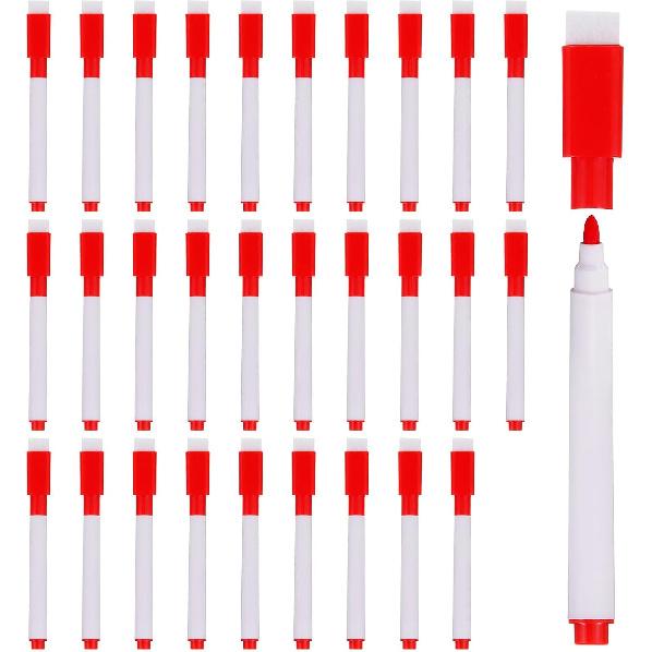 PATIKIL Dry Erase Marker Pens, 100 Pack Rose Red Ink Fine Point Low Odor Whiteboard with Eraser Cap for Office Home Classroom, White Pen Rod