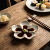 Multi-color Ceramic Dipping Plate Vintage Seasoning Sauce Dish Decorative Petal-Shaped Dish  Party