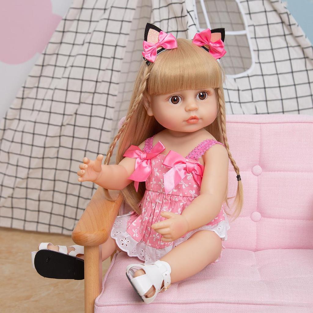 KEIUMI 55cm Beautiful Reborn Boneca Silicone Full Silicone Baby Girl Vinyl Doll Realistic Children's Day Gifts Bed Time Playmate