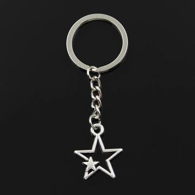 Moda Antik Gümüş Rengi İçi Boş Çift Yıldız Kolye Anahtarlık Metal Anahtarlık Anahtarlık Takı Hediyeler