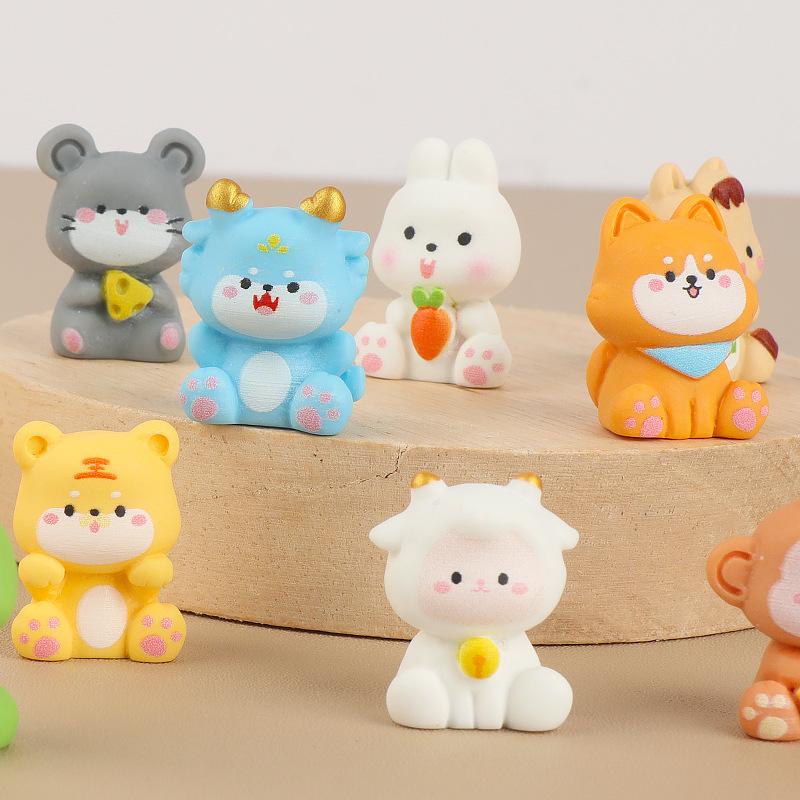 12/60PCS 3D Chinese zodiac DIY resin accessories, micro landscape simulation, drip glue scene decoration, handmade materials