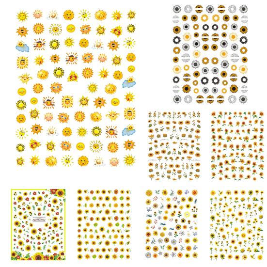 Samolepka na nehty Sunflower Shape 3D Effect Ultra Thin Blossom Floral Nail Art Water Obtisky pro ženy