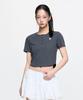 Emelbi Women'S Vintage Slim Ribbed Henley Neck Short Sleeve T-Shirt Sd (D.Charcoal Grey)