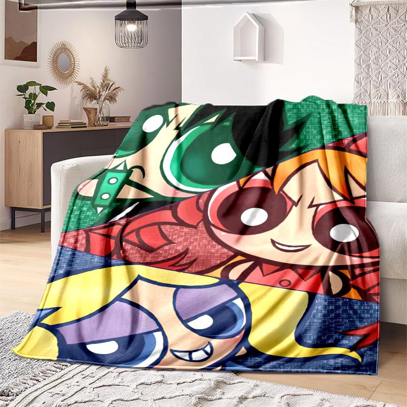 1PC The Powerpuff Girls printed blanket, all season lightweight home office outdoor nap multifunctional blanket A9
