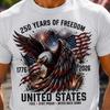 250 Years of Freedom Shirt, Usa 250th Anniversary Tee, Patriotic American Eagle 1776 2026, 4th of July Gift for Men