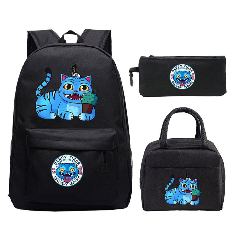 Demon Hunters Printed Children's Backpack Three-piece Campus Fashion Primary and Secondary School Students Large Capacity School Bag