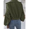 Women Loose Lantern Long Sleeve Corduroy Casual Short Jacket Outerwear