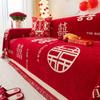 Chinese Wedding Sofa Cushion Cover Double Side Couch Cover Sofa Slipcover Universal Jubilant Anti-cat Sofa Cover 1.2.3.4 Seat