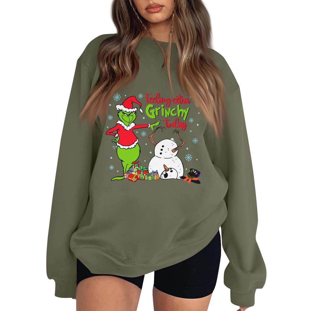 Women's Fashion Long-Sleeve Pullover Sweatshirt With Fun Christmas  Print