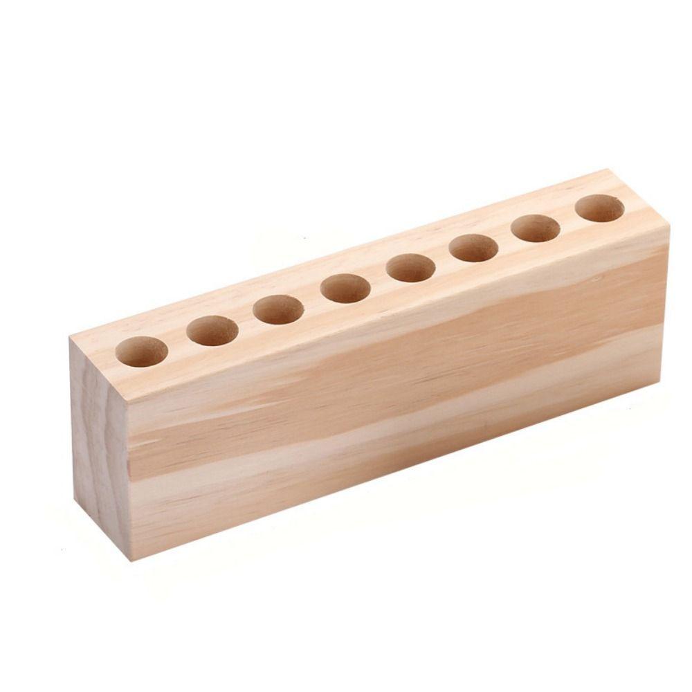 8 Grids Wooden Lipstick Organizer Household Toothbrush Holder Brush Display Case  Desk Accessories