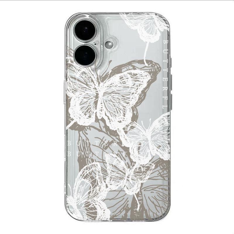 Butterfly Ink Painting Transparent Phone Case for Apple iPhone 13/14/15 Pro/16 Pro Max/17