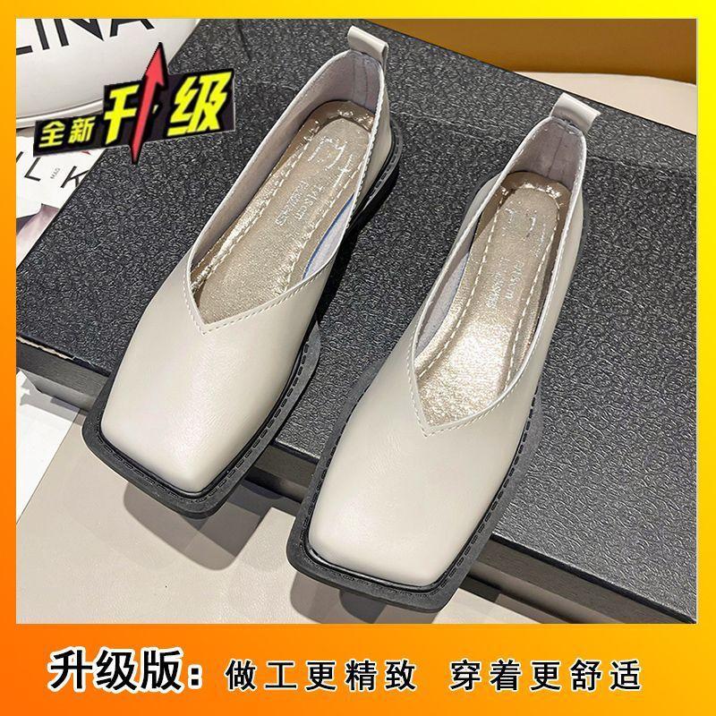 French Temperament Square Head Shallow Mouth Ladyshoes Shoes Versatile Xiaoxiang Flat-soled Single Shoes 2025 Summer and Autumn New Models