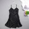 Women's Summer Lace Trim Ice Silk Pajama Set - Cool, Breathable Camisole Nightgown with Short Skirt
