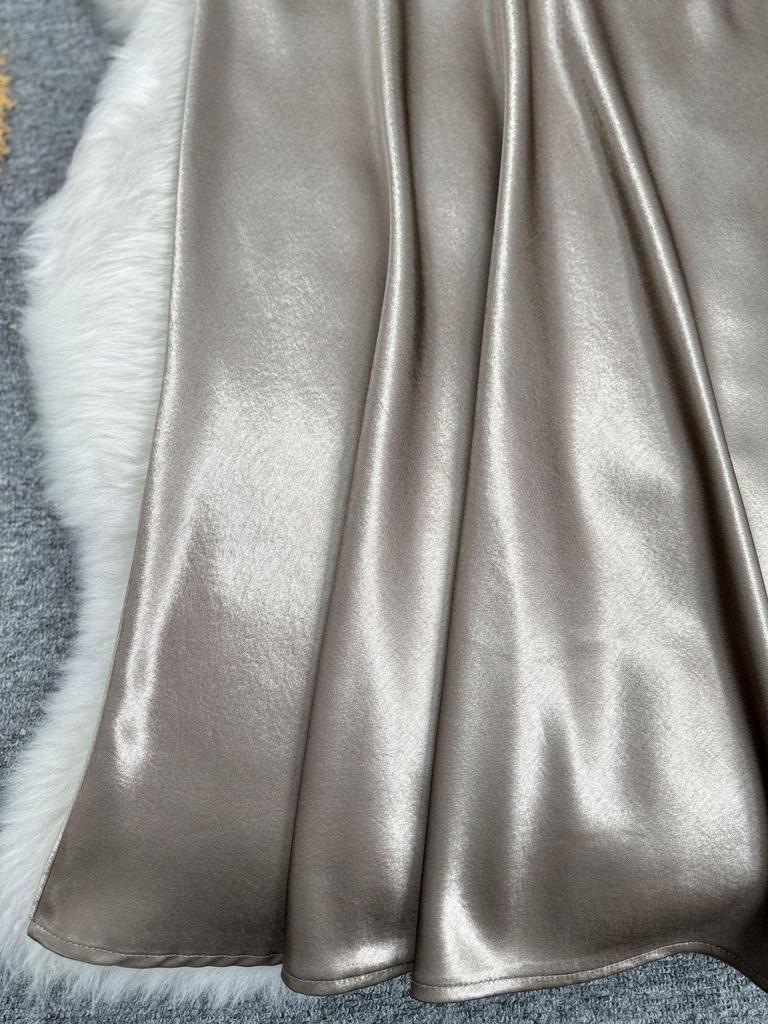 European-South African Satin Fishtail Maxi Skirt – Elegant Resort Style