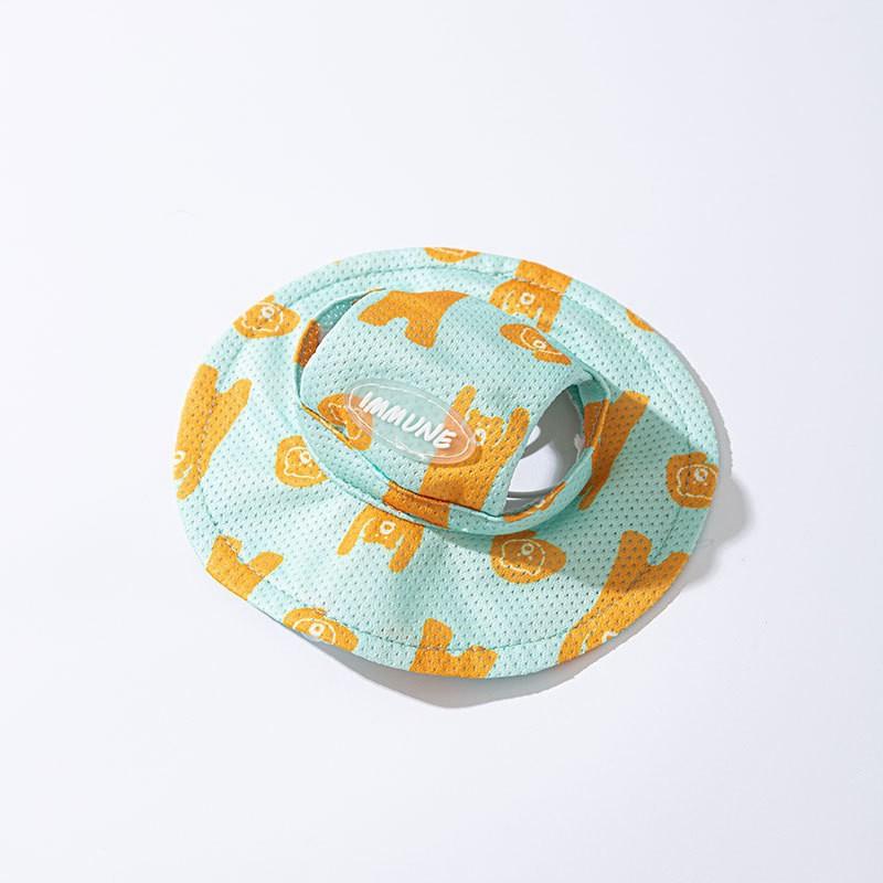 Pet Hat Cute Leaking Ears Anti-fall Off Adjustable Bucket Hat Sun Protection Sun Hat Accessories Universal In All Seasons