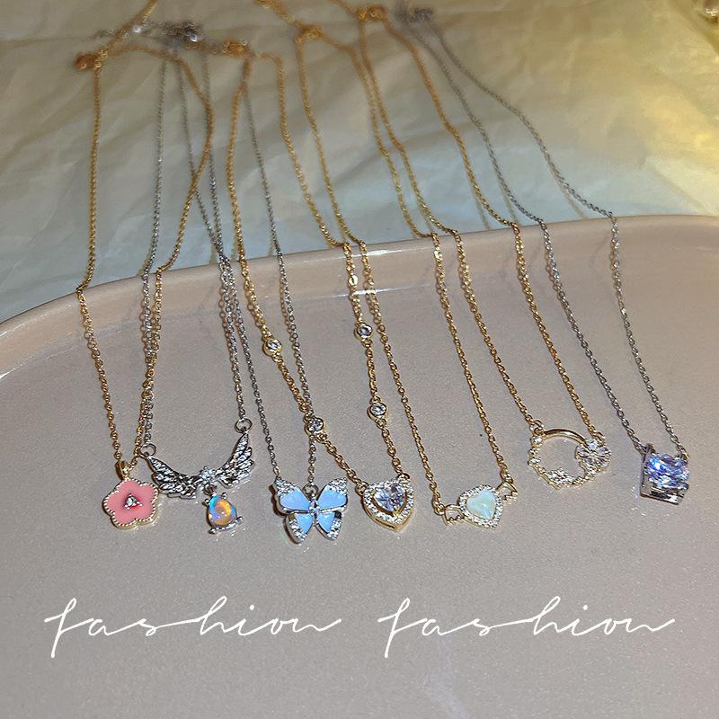 Butterfly zircon titanium steel necklace versatile niche light luxury collarbone chain with jewelry wholesale