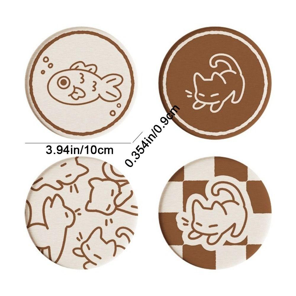 Non-slip Diatom Mud Coaster Round Insulation Pad Cute Cup Mat Coffee Mug