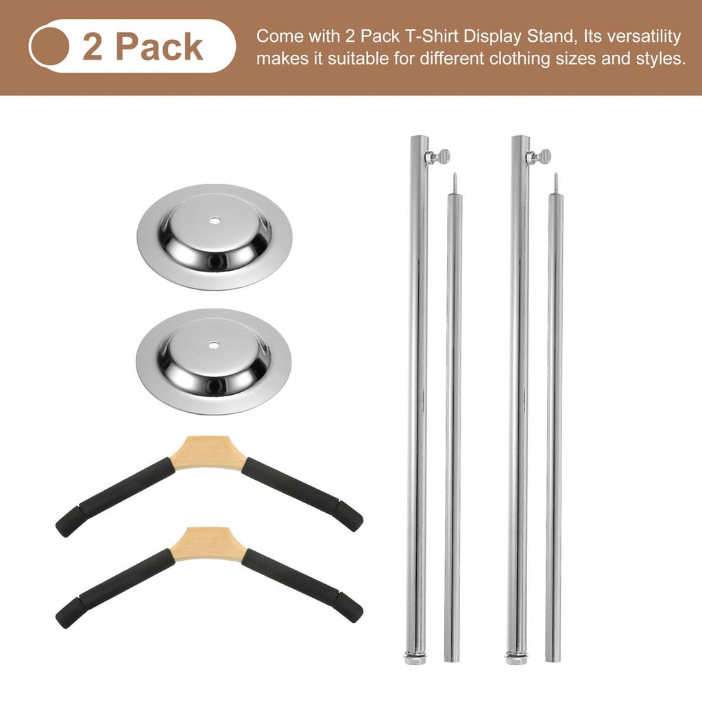 Uxcell Shirt Display Set of 2 Stainless Steel Adjustable Shoulder Flexible Portable Rack for and Coat Retail Stand, - Stand, T-Shirt Clothing,
