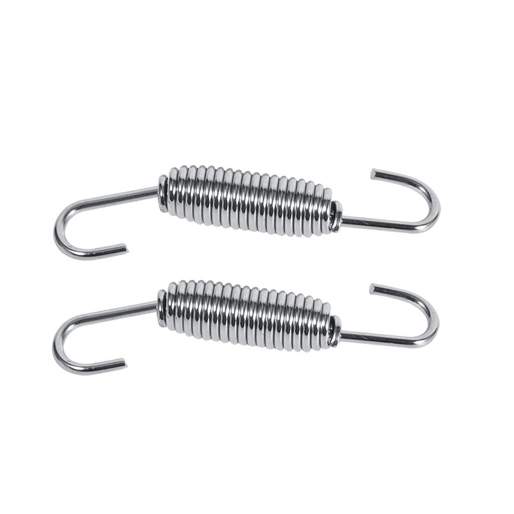 2x Motorcycle Exhaust System Fully Rotatable Mounting Springs Stainless Steel