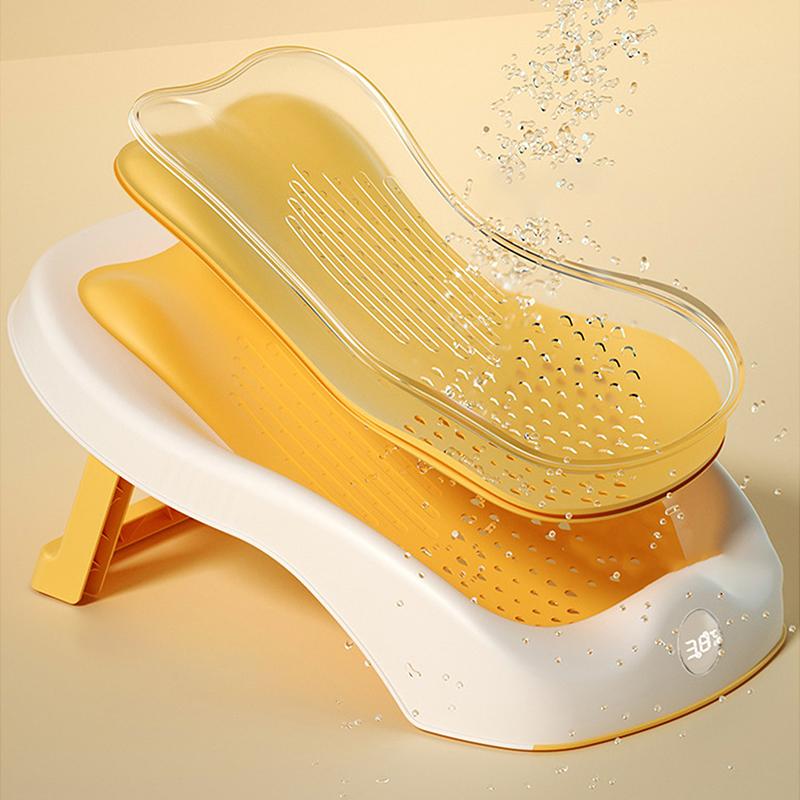 Foldable Baby Bath Seat - Non-Slip Pp Shower Net Support, Ergonomic Backrest Design, Easy-Clean Christmas Gift For Toddlers