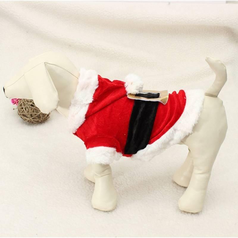 Festive Red Pet Christmas Costume Santa Outfit For Dogs Soft Acrylic Fabric