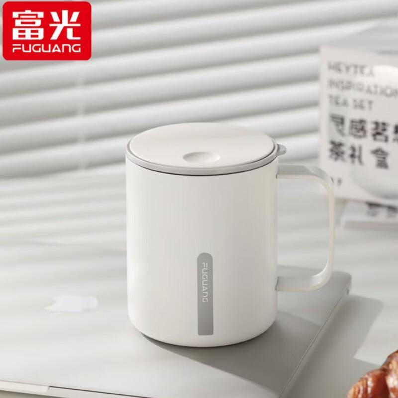 

FUGUANG 316 Stainless Steel Insulated Ceramic Coffee Mug with Lid, 400ml