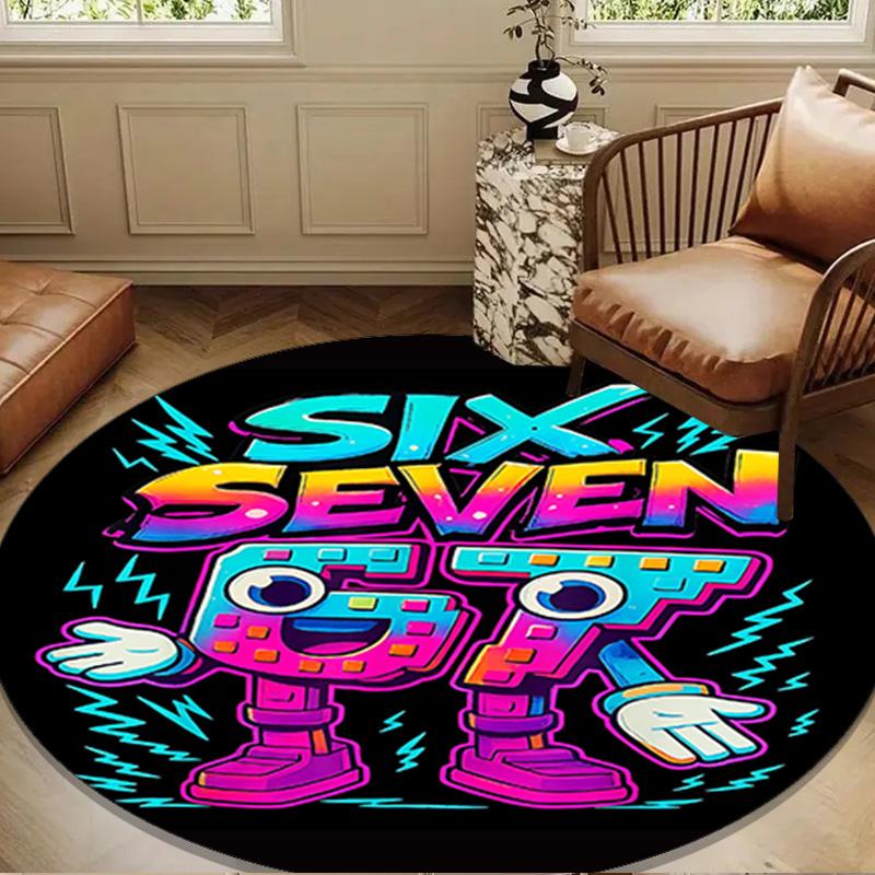 Space Adventure With Six Seven 67 Round mat Home Decor, Chair rug For livingroom,Bedroom, doormat home decor Birthday Gift Christmas Gifts