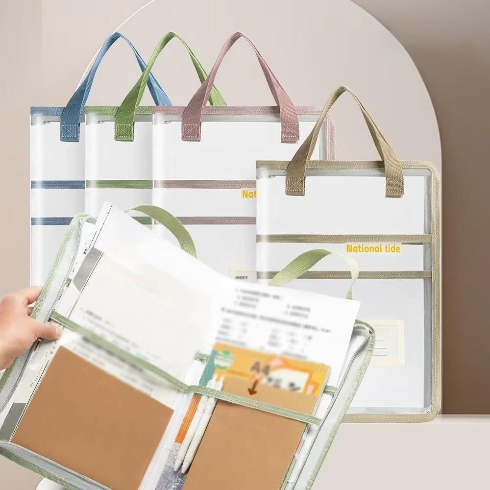 

Large Opening Zipper Bag PVC Document Bag Portable Subject Classification Bag Book Storage Bag синій