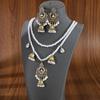Double-layer Pearl Tassel Bell EarringsNecklace Set Courtly Style Jewelry