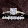 Stylish And Simple Aaa Zircon Two-Piece Set For Women, Popular Pair Of Rings