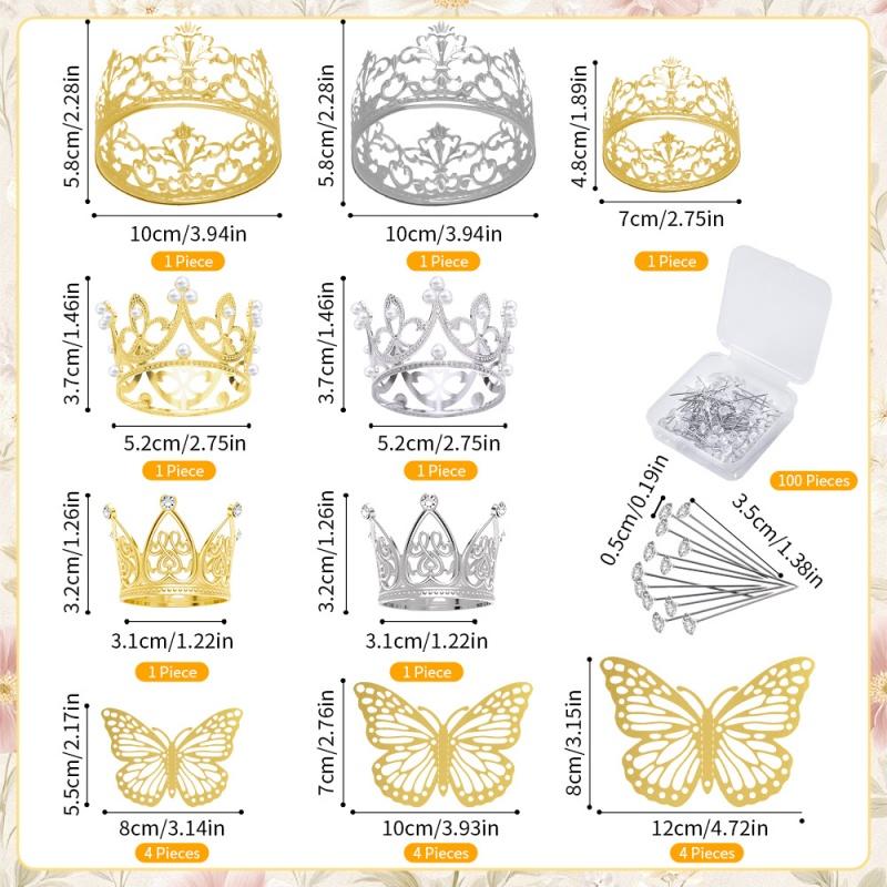 Princess Crown Butterflies Stickers Valentine's Day Gift Decoration Flower Ornament Decor Party Birthday Supplies Accessories