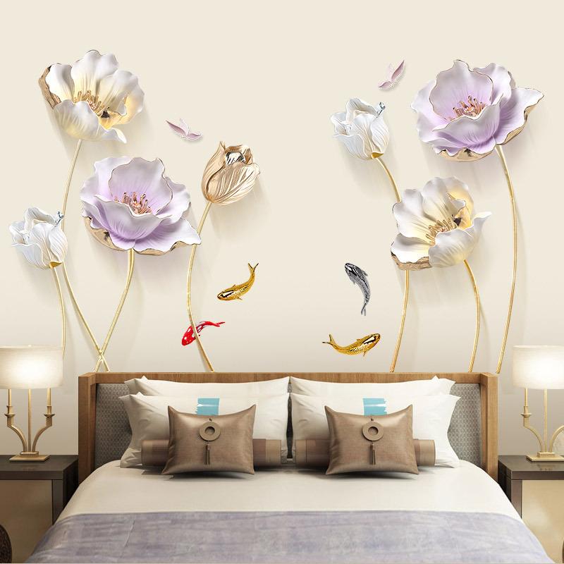 Self Adhesive Wallpaper Large Tulip Pattern Removable Decor for Bedroom Living Room Dormitory Home