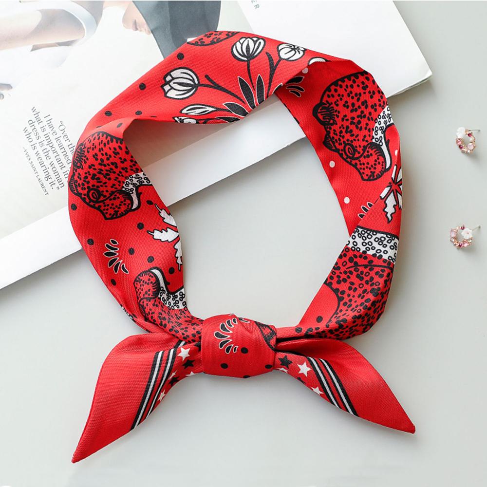 Europe Fashion New Animal Feather Pattern Ladies Leisure Decoration Twill Long Strip Streamer Silk Scarf Tie Bind a Bag Ribbon