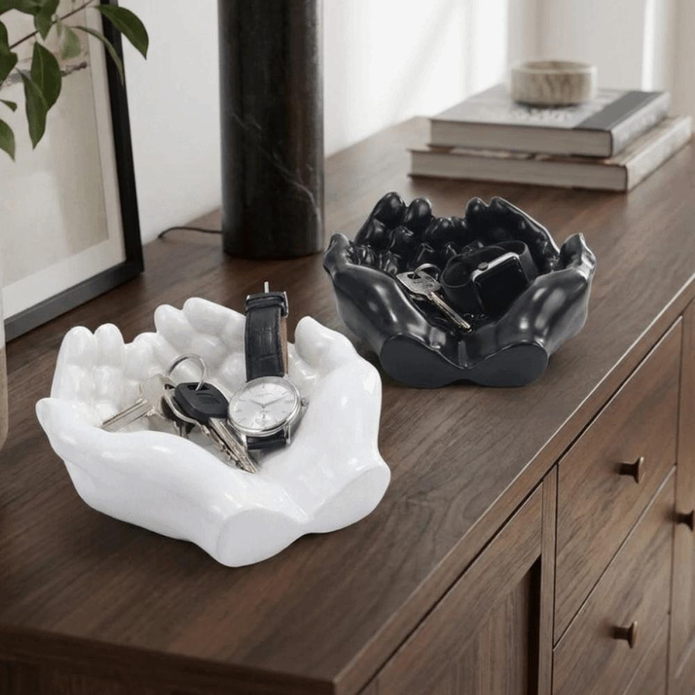 Resin Cupped Hands Tray Decorative Key Storage Tray Palm Ornament Hand Shaped Key Tray Home Decor
