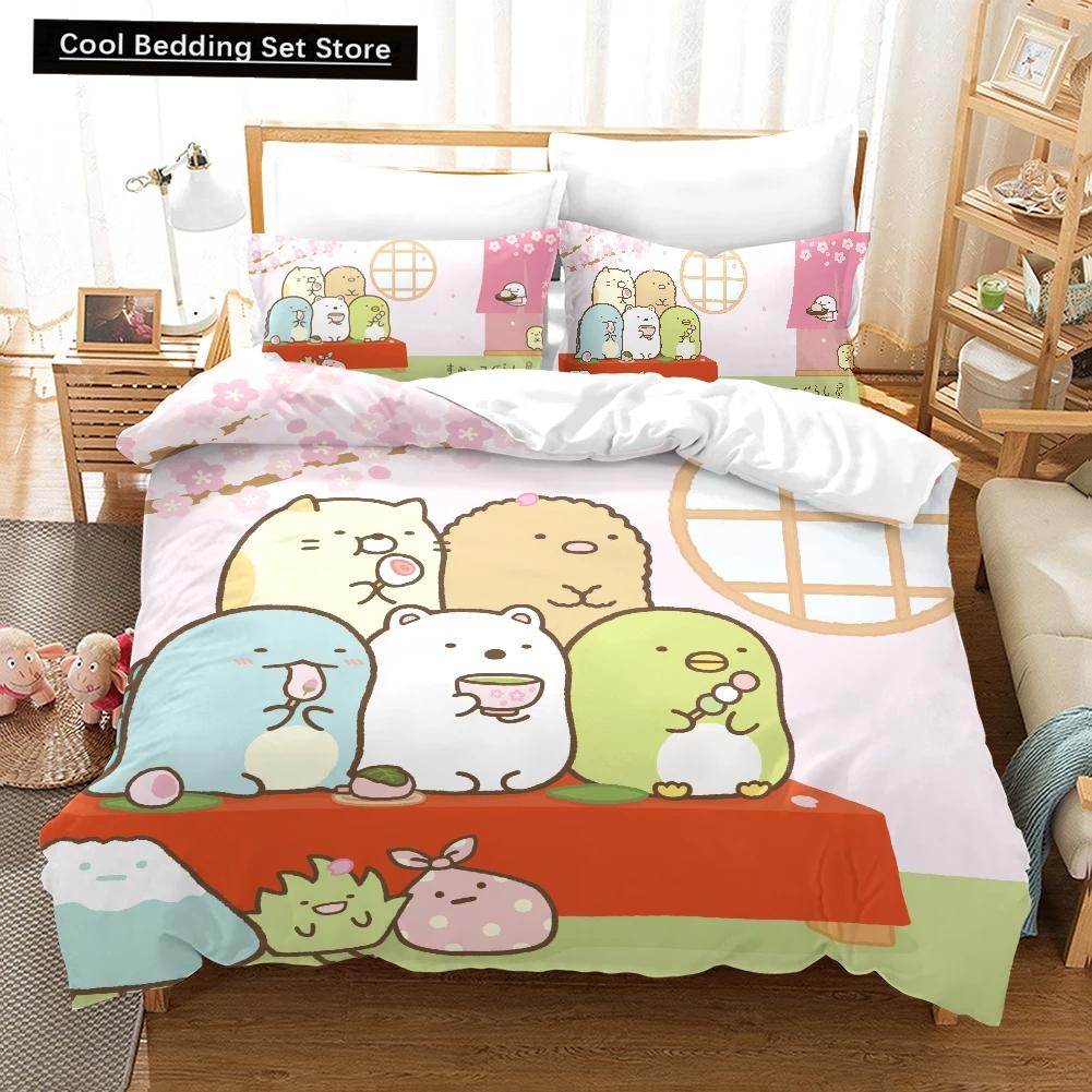 Cartoon Sumikko Gurashi Bedding Set,Duvet Cover Comforter Bed Set Quilt Cover Pillowcase,King Queen Twin Size Boys Girls Adults