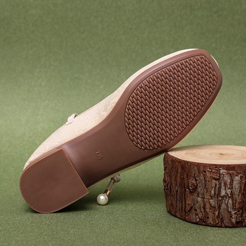 Women's Chinese Style Qipao Cloth Shoes – Round Toe, Low-Cut, Mid-Heel Dance Wedges