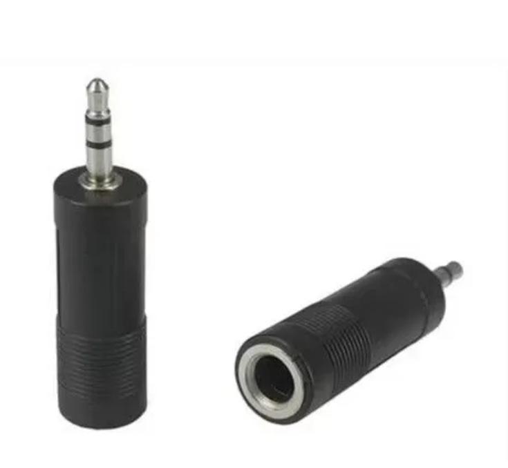 

Адаптер для наушников 3,5 мм «папа» на 6,3/6,35/6,5 мм «мама» 3.5mm to 6.5mm dual channel чёрный