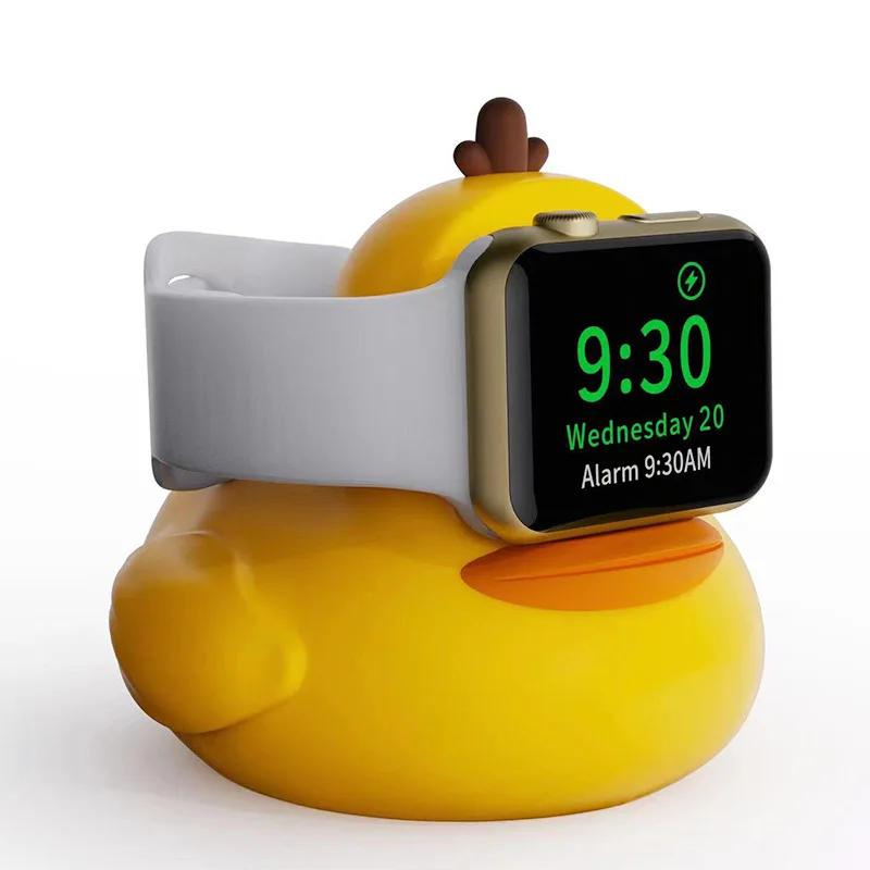 

Зарядная подставка для Apple Watch Series 49/45/44/42/41/40/38 мм iWatch Ultra2/Ultra/9/8/SE2/7/6/SE/5/4/3/2/1, Милая утка Силиконовая зарядка жёлтый