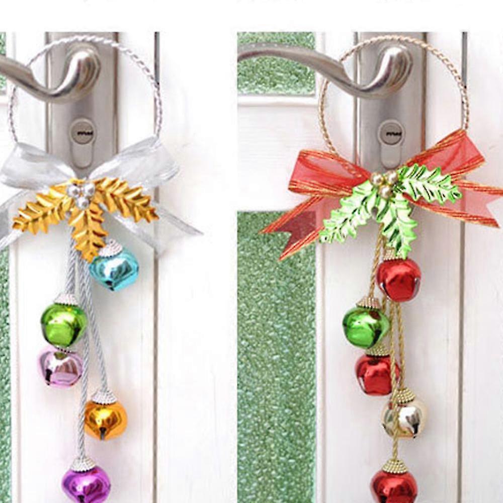 2pcs Christmas Jingle Bell And Bow Door Hanger Wall Hanger Ornaments