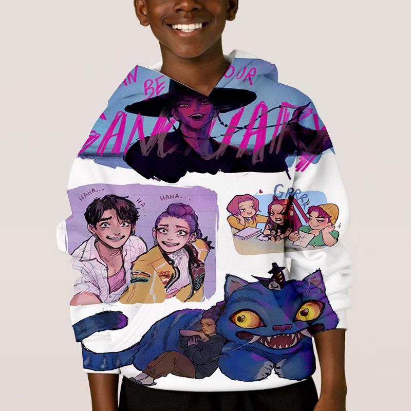 KPop Lovci démonů Dětské Hip-hopové Zábavné Vzorové Oblečení Móda Ležérní Volné Dětské Topy Dětské Chlapecké Mikiny s Kapucí