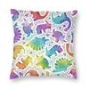 Watercolor Dinosaur Rainbow Square Pillowcase Polyester Linen Velvet Creative Zip Decorative Pillow Home Cushion Cover